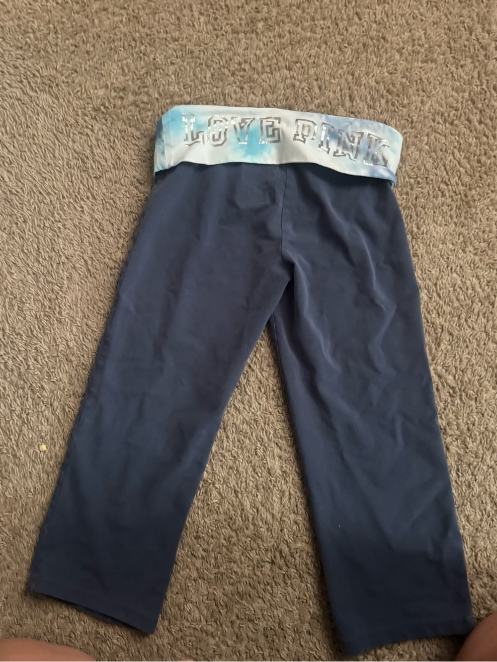 PINK Victoria's Secret Fold-Over Waist Navy cropped leggings vintage 1990s xsmal